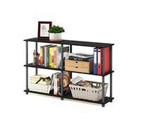 Furinno Turn-N-Tube Présentoir de Stockage Double Taille à 3 Niveaux, Noir/Gris, Bois dense, One Size