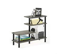 Furinno Turn-N-Tube Présentoir Latéral à 3 Niveaux, Chêne Français Gris/Noir, Bois, One Size