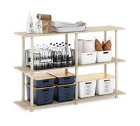 Furinno Turn-N-Tube Présentoir Moderne sans Outils Rectangle à 3 Niveaux, Chêne Bauhaus/Beige