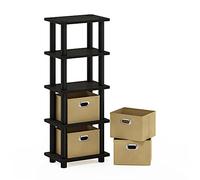 Furinno Turn-N-Tube Rack Système à 4 Bacs, Bois dense, Espresso/Black, One Size