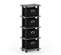 Furinno Turn-N-Tube Rack Système à 4 Bacs, Chêne Français Gris/Noir, One Size