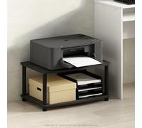 Furinno Turn-N-Tube Support D'Imprimante avec Rangement, Table À 2 Niveaux À Glisser sous Le Poste De Travail, pour Unité Centrale Et Fournitures, Bureau À Domicile, Couleur Expresso
