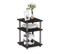 Furinno TURN-N-TUBE Table d’appoint, table d’appoint à 3 niveaux, étagères ouvertes, table de nuit, table de chevet, assemblage facile, pour salon, chambre, Espresso