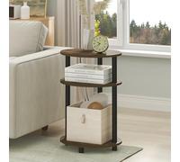 Furinno Turn-N-Tube Table d'appoint Ovale à 3 Niveaux, Table de Nuit, Table de Chevet, pour Salon, Chambre, pin ambré/Noir