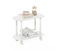Furinno Turn-N-Tube Table d'appoint Ovale Moderne avec roulettes, Blanc/Blanc