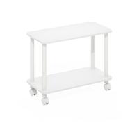 Furinno Turn-N-Tube Table d'appoint rectangulaire Moderne avec roulettes, Bois d'ingénierie, Blanc/Blanc