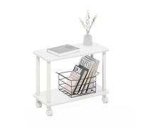 Furinno Turn-N-Tube Table d'appoint rectangulaire Moderne avec roulettes, Bois d'ingénierie, Blanc/Blanc
