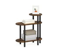 Furinno Turn-N-Tube Table D'Appoint, Table De Chevet Ovale À 3 Niveaux avec Étagère Ouverte, Montage sans Outil, Idéale pour Le Salon Ou La Chambre, Couleur Pin Ambré.