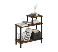 Furinno Turn-N-Tube Table d'appoint de canapé rectangulaire à 3 Niveaux avec étagères Ouvertes, Pin Ambré/Noir