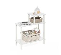 Furinno Turn-N-Tube Table D'Appoint, Table De Chevet Rectangulaire À 3 Niveaux avec Étagère Ouverte, Montage sans Outil, Idéale pour Le Salon Ou La Chambre, Blanche.