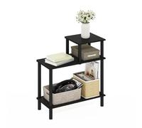 Furinno Turn-N-Tube Table d'appoint de canapé rectangulaire à 3 Niveaux avec étagères Ouvertes, Espresso/Noir