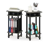 Furinno Turn-N-Tube Table de Bout Haute avec Bac, Chêne Français Gris Noir, Lot de 2, One Size