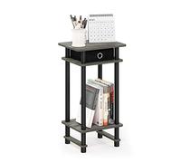 Furinno Turn-N-Tube Table de Bout Haute avec Bac, Chêne Français Gris Noir, One Size, Paquet de 1