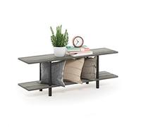 Furinno Turn-N-Tube Tablette Large Polyvalente à 2 Niveaux, Chêne Français Gris/Noir, One Size