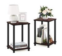 Furinno Turn-N-Tube Tablettes de Coin de Table d'Extrémité, Cerisier Foncé/Noir, ensemble de 2, Cerise, One Size