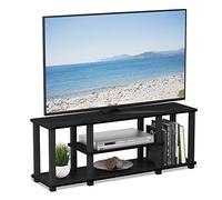 Furinno Turn No Tools 3D Meubles TV à 3 Niveaux avec Tube Carré, Americano/Noir, Bois, One Size