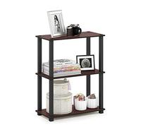 Furinno Turn Présentoir à Étagères Polyvalentes à 3 Niveaux avec Tube Carré, Cerisier Foncé/Noir