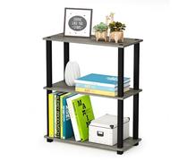 Furinno Turn Présentoir à Étagères Polyvalentes à 3 Niveaux avec Tube Carré, Chêne Français/Noir