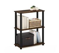 Furinno Turn Présentoir à Étagères Polyvalentes à 3 Niveaux avec Tube Carré, Pin Ambré/Noir