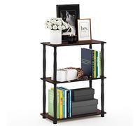 Furinno Turn Présentoir à Étagères Polyvalentes à 3 Niveaux avec Tube Classique, Cerisier Foncé/Noir