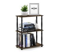 Furinno Turn Présentoir à Étagères Polyvalentes à 3 Niveaux avec Tube Classique, Noyer Columbia/Noir