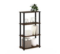 Furinno Turn Présentoir à Étagères Polyvalentes à 4 Niveaux avec Tube Carré, Pin Ambré/Noir