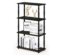 Furinno Turn Présentoir à Étagères Polyvalentes à 4 Niveaux avec Tubes Classiques, Expresso/Noir