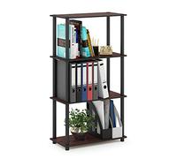 Furinno Turn Présentoir à Étagères Polyvalentes à 4 Niveaux, Cerisier Foncé/Noir