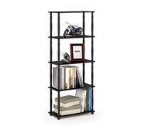 Furinno Turn Présentoir à Étagères Polyvalentes à 5 Niveaux avec Tubes Classiques, Americano/Noir