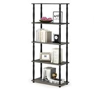 Furinno Turn Présentoir à Étagères Polyvalentes à 5 Niveaux avec Tubes Classiques, Chêne Français/Noir