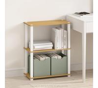 Furinno Turn-S-Tube Étagère, 3 Niveaux, Bibliothèque Multifonctionnelle avec Tubes Carrés, 29,5 X 60 X 75 Cm, Idéale pour Le Salon, La Chambre Ou Le Bureau, Hêtre/Blanc