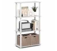 Furinno Turn-S-Tube Étagère de Rangement à 4 Niveaux, étagère d'angle, étagère Debout sans Outils, pour Organisation et Rangement, Salon, Garage, Bureau à Domicile, Blanc