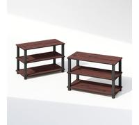 Furinno Turn-S-Tube Lot de 2 étagères empilables à 3 Niveaux Cerise foncé/Noir