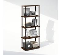 Furinno Turn-Tube Bibliothèque à 5 Niveaux, avec présentoir Compact Multifonction, 29,46 x 59,94 x 145,8 cm, pour Salon, Chambre à Coucher, Bureau à Domicile, Noyer/Marron
