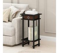 Furinno Turn-Tube Table d'appoint à 3 Niveaux avec bac de Rangement, étagère Ouverte, Table de Chevet, Assemblage sans Outils, pour Salon, Chambre à Coucher, Noir Expresso