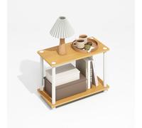 Furinno Turn-Tube Table d'appoint Large à 2 Niveaux avec étagère Ouverte, Montage sans Outils, Table de Chevet, pour Salon, Chambre à Coucher, hêtre Clair