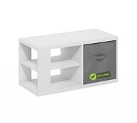 Furinno Viola Table Basse, 3 Niveaux, Plateau de 3 cm d'épaisseur, Table d'appoint avec étagère Ouverte et bac de Rangement, idéale pour Le Salon, la Chambre ou Le Bureau, Blanc/Gris Clair.