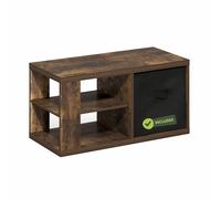 Furinno Viola Table Basse, Table d'Appoint avec Étagères Ouvertes et Bac de Rangement, Pin Ambré/Noir