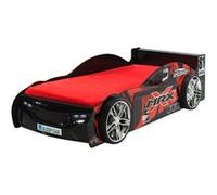 FURIOUS - Lit Voiture de Course 90x200cm Noir et Rouge -
