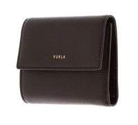 FURLA Porte-monnaie brun foncé en cuir pour femme - Vitello Night Goccia Compact Wallet M Espresso 322221
