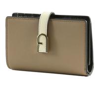 FURLA Porte-monnaie taupe noir en cuir pour femme - Flow Compact Wallet S Greige + Marshmallow + Nero int. 257025