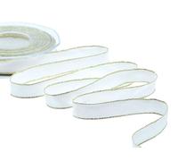 FURLANIS - Crêpe Bords en Lurex avec Cuivre, Ruban Décoratif pour l'Emballage, Faveurs, Cadeaux, Tissu Italien - Blanc Naturel/Or, 15 mm x 25 m