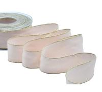 FURLANIS - Crêpe Bords en Lurex avec Cuivre, Ruban Décoratif pour l'Emballage, Faveurs, Cadeaux, Tissu Italien - Rose Poudré, 40 mm x 25 m