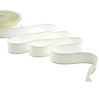 Furlanis - Diagonale Bords Dorés, Ruban Décoratif pour l'Emballage, Faveurs, Tissu Italien - Blanc Naturel, 25 mm x 15 m