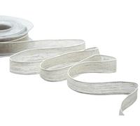 FURLANIS - Lin Bords Colorés Cuivre, Ruban Décoratif pour l'Emballage, Faveurs, Cadeaux, Tissu Italien - Blanc Naturel, 20 mm x 15 m