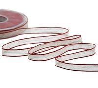 Furlanis - Lin Bords Colorés Cuivre, Ruban Décoratif pour l'Emballage, Faveurs, Cadeaux, Tissu Italien - Rouge, 10 mm x 15 m