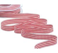Furlanis - Ruban à Carreaux Bamby, Ruban de décoration de Noël, Emballage Cadeau, Tissu Italien - Rouge, 15 mm x 25 m