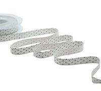 FURLANIS - Ruban de Chanvre de Lin, Sérigraphie Pois, Ruban Décoratif pour l'Emballage, Faveurs, Cadeaux, Tissu Italien - Bleu Foncé, 16 mm x 10 m