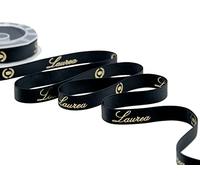 Furlanis - Ruban Double Satin Impression Graduation Or Sur Noir, Tissu Italien - 16 mm x 10 m