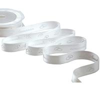 Furlanis - Ruban double satin imprimé 25e anniversaire, tissu italien - argent, 16 mm x 10 m